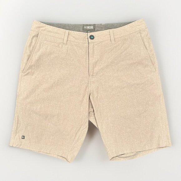 Linksoul Solid Boardwalker Shorts Men's Size 34 Khaki 10" Inseam Golf Stretch - Picture 2 of 9